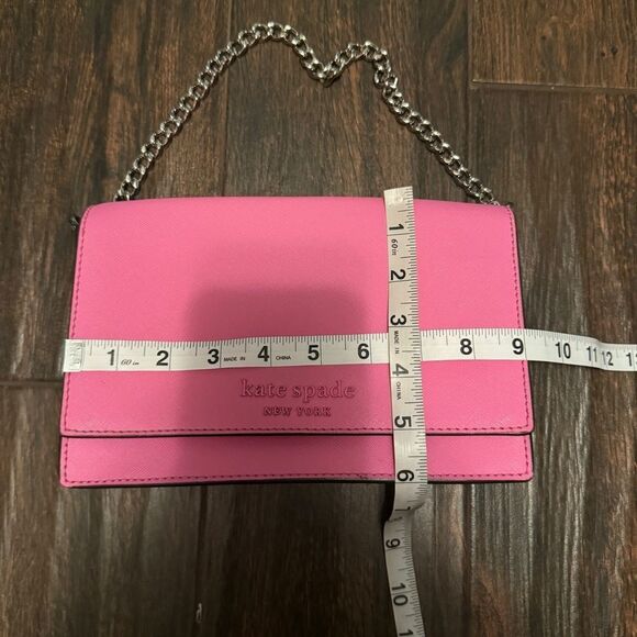 Kate Spade bright bubblegum pink leather chain crossbody bag Cameron - Picture 9 of 11